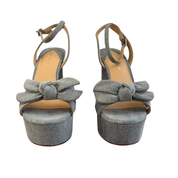 ANTONIO MELANI Blue Denim Bow Dressy Platform Sandals - Picture 5 of 11